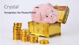  Presentation with piggy bank - Theme with pink-piggy-bank-surrounded background and a  colored foreground