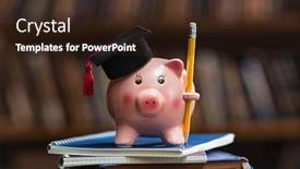  Presentation with pink black - Audience pleasing theme consisting of pink-piggy-bank-wearing-graduation backdrop and a wine colored foreground