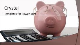  Presentation with accounting financial bank banking account - Slide deck with pink piggy bank with dollar background and a  colored foreground