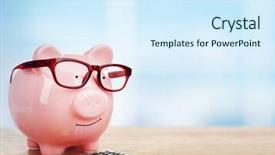 Presentation with piggy bank - Colorful slide deck enhanced with pink piggy bank with glasses backdrop and a sky blue colored foreground