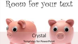  Presentation with piggy bank - Beautiful PPT theme featuring pink piggy bank with goog backdrop and a  colored foreground