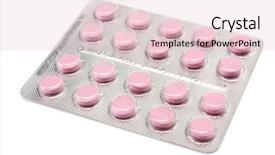  Presentation with white pills spilled from pills - Theme featuring pink pills isolated on white background and a lemonade colored foreground