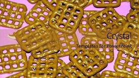  Presentation with pink birthday - Slides consisting of pink plate of pretzels at a birthday party background and a gold colored foreground