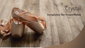  Presentation with shoes - Slide deck having pink-pointe-shoes-with-ribbons background and a coral colored foreground