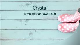  Presentation with blue mint - Slide set consisting of pink polka dot rain boots background and a sky blue colored foreground