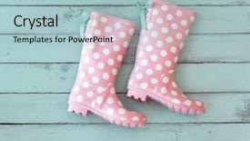  Presentation with mint pink - PPT theme with pink polka dot shoes background and a light blue colored foreground