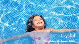  Presentation with blue eyes - Audience pleasing PPT theme consisting of pink polka dots - brunette children girl swimming backdrop and a teal colored foreground