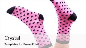  Presentation with bright colorful candy isolated - Amazing slide set having pink polka dots - female legs in colorful socks backdrop and a white colored foreground