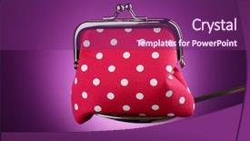  Presentation with silver purple - Presentation theme featuring pink polka dots - glamour purse in silver spoon background and a  colored foreground
