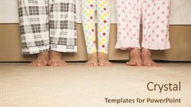  Presentation with feet - Slide set with pink polka dots - happy family feet background and a  colored foreground