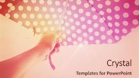  Presentation with pink sky - Theme with pink polka dots - open umbrella against the sky background and a lemonade colored foreground