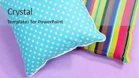  Presentation with purple - Beautiful PPT theme featuring pink polka dots - two pillows on purple background backdrop and a arctic colored foreground