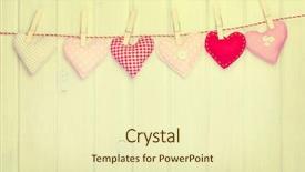  Presentation with valentines day - PPT layouts consisting of pink polka dots - valentines day toy hearts hanging background and a soft green colored foreground