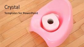  Presentation with toilet - Beautiful PPT theme featuring pink potty and toilet paper backdrop and a coral colored foreground
