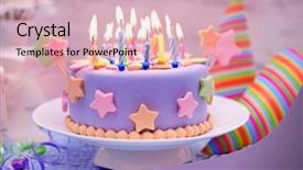  Presentation with birthday cake - Colorful slide deck enhanced with pink purple - delicious birthday cake on table backdrop and a lemonade colored foreground