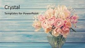  Presentation with flower vintage - Presentation theme having pink ranunculus flowers background and a light gray colored foreground