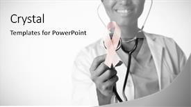  Presentation with pink ribbon hands - Slides consisting of pink ribbon and a stethoscope background and a  colored foreground