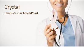  Presentation with pink ribbon - Beautiful PPT theme featuring pink ribbon and a stethoscope backdrop and a  colored foreground