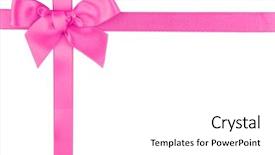  Presentation with pink ribbon - Slide deck having pink ribbon bow isolated background and a  colored foreground