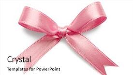  Presentation with pink ribbon - Cool new PPT theme with pink ribbon bow on white backdrop and a sky blue colored foreground