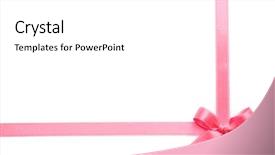  Presentation with pink ribbon - PPT theme consisting of pink ribbon bow on white background background and a white colored foreground