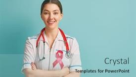  Presentation with pink ribbon breast awareness - Slide set with pink ribbon for breast cancer awareness support people living with tumor illness background and a light blue colored foreground