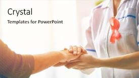  Presentation with breast cancer medical - Beautiful PPT layouts featuring pink ribbon for breast cancer backdrop and a cream colored foreground