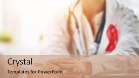  Presentation with breast cancer medical - Slide deck enhanced with pink ribbon for breast cancer background and a coral colored foreground