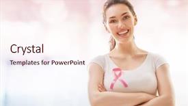  Presentation with pink ribbon breast awareness - Colorful presentation theme enhanced with pink ribbon for breast cancer backdrop and a lemonade colored foreground