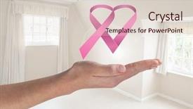  Presentation with pink ribbon breast awareness - Amazing PPT theme having pink ribbon for breast backdrop and a lemonade colored foreground