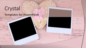  Presentation with blank album frames old - Slides having pink ribbon memory - blank old photos and decorative background and a  colored foreground