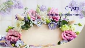 Presentation with frame pink - Theme having pink ribbon memory - festive frame with fresh flowers background and a sky blue colored foreground