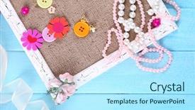  Presentation with scrapbooking - Presentation theme having pink ribbon memory - scrapbooking craft materials and wooden background and a  colored foreground