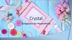  Presentation with scrapbooking - PPT layouts featuring pink ribbon memory - scrapbooking craft materials on color background and a light blue colored foreground