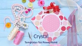  Presentation with scrapbooking - Amazing slides having pink ribbon memory - scrapbooking craft materials on color backdrop and a sky blue colored foreground