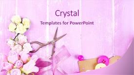  Presentation with scrapbooking - Slide deck consisting of pink ribbon memory - scrapbooking craft materials on color background and a  colored foreground