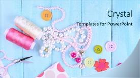  Presentation with scrapbooking - Cool new presentation design with pink ribbon memory - scrapbooking craft materials on color backdrop and a  colored foreground