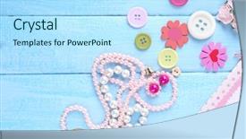  Presentation with scrapbooking - Amazing theme having pink ribbon memory - scrapbooking craft materials on color backdrop and a  colored foreground