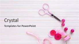  Presentation with scrapbooking - Amazing theme having pink ribbon memory - scrapbooking craft materials on light backdrop and a sky blue colored foreground