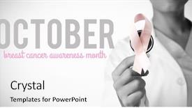  Presentation with pink ribbon breast awareness - Audience pleasing presentation theme consisting of pink ribbon on a stethoscope backdrop and a  colored foreground