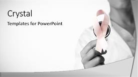  Presentation with pink ribbon breast awareness - Audience pleasing presentation theme consisting of pink ribbon on a stethoscope backdrop and a  colored foreground