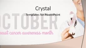  Presentation with pink ribbon breast awareness - Theme with pink ribbon on a stethoscope background and a  colored foreground