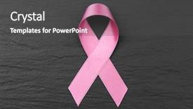  Presentation with pink ribbon - Cool new PPT theme with pink ribbon on dark textured backdrop and a dark gray colored foreground