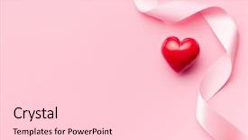  Presentation with pink ribbon - Audience pleasing PPT theme consisting of pink ribbon with red heart backdrop and a light gray colored foreground