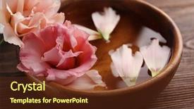  Presentation with pink rose petals - Slide set featuring pink rose and petals in a bowl of water on wooden background background and a tawny brown colored foreground