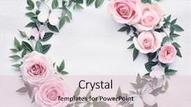  Presentation with pink rose - Presentation design having pink rose flowers round frame background and a lemonade colored foreground