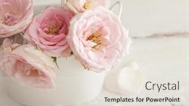  Presentation with flowers vase - Theme featuring pink-rose-flowers background and a lemonade colored foreground