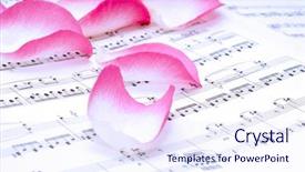 Presentation with turquoise sheet music - Slides consisting of pink rose on a musical background and a sky blue colored foreground