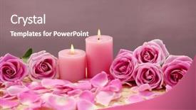  Presentation with pink rose petals - Slide deck featuring pink rose with candle and petals on mat background and a gray colored foreground