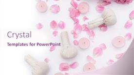  Presentation with pink rose petals - Cool new PPT layouts with pink rose with leaf lying with candle and herbal ball with pile of rose petals backdrop and a lemonade colored foreground
